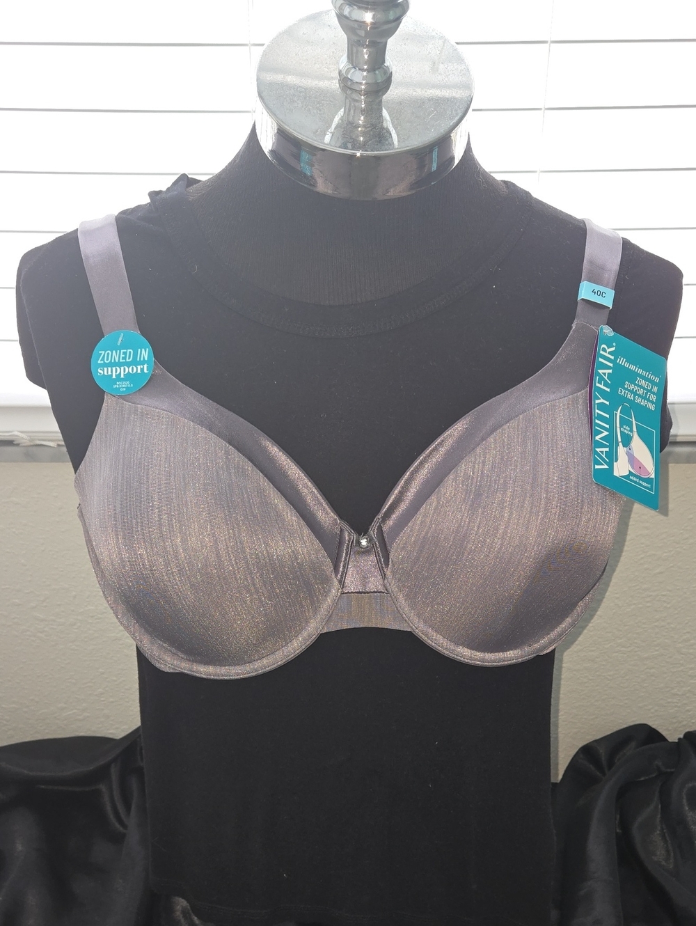 Vanity Fair Shimmery Pewter Full Coverage Underwire Bra - Pewter